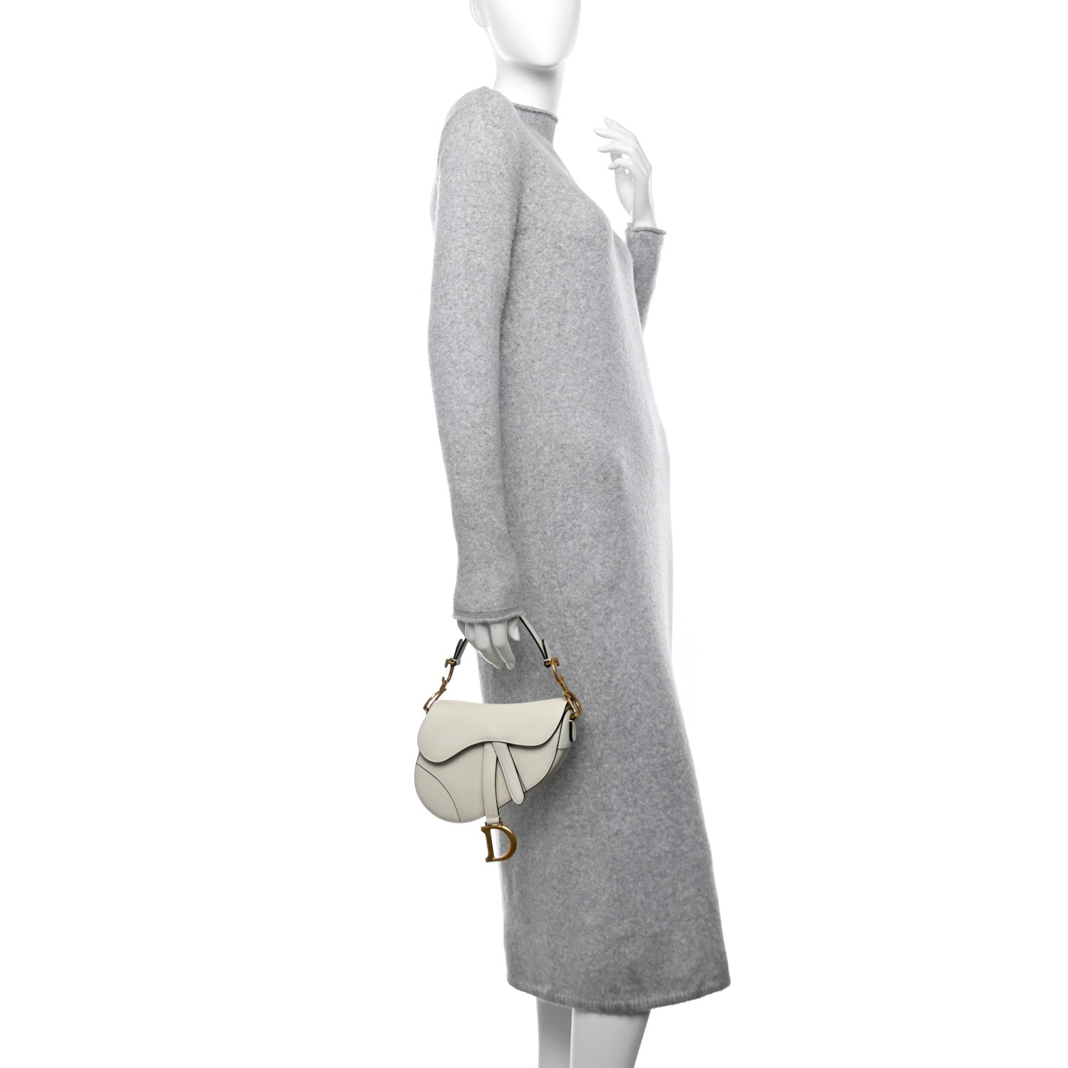 Christian Dior Grained Calfskin Mini Saddle Bag White 2 of 10