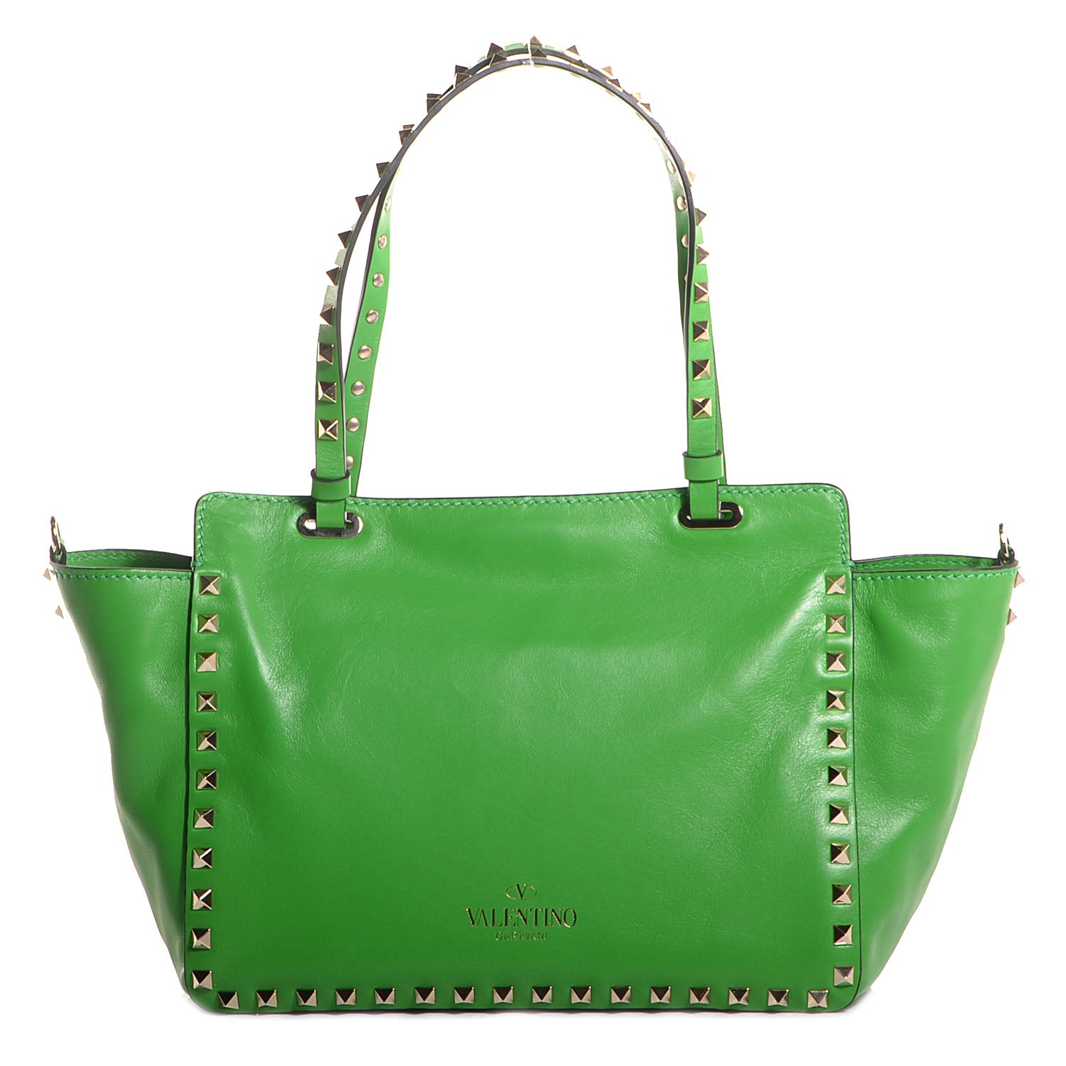 Valentino Garavani Vitello Small Rockstud Tote Green 9 of 16