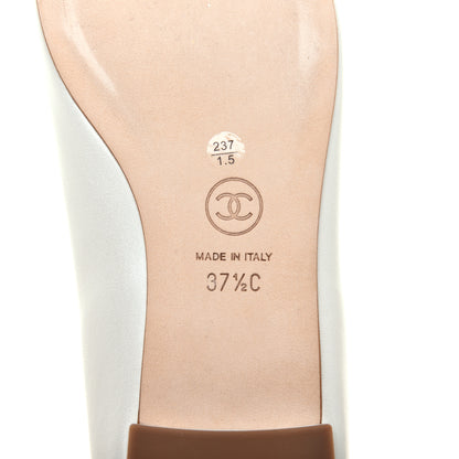 Chanel Lambskin Cap Toe CC Ballerina Flats 37.5 White Black 6 of 10