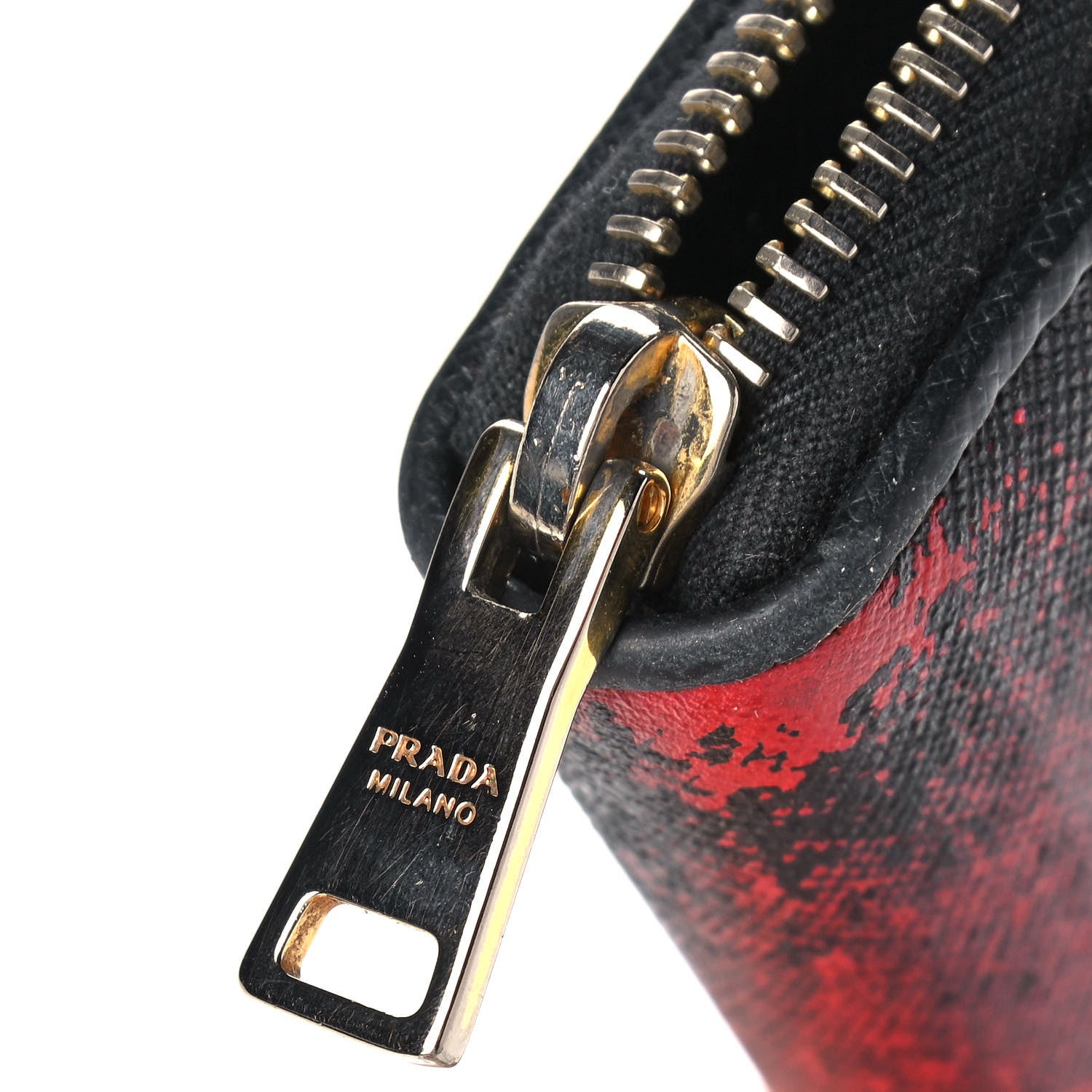 Prada Saffiano Hibiscus Print Zip Around Wallet Rosso 9 of 12