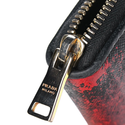 Prada Saffiano Hibiscus Print Zip Around Wallet Rosso 9 of 12