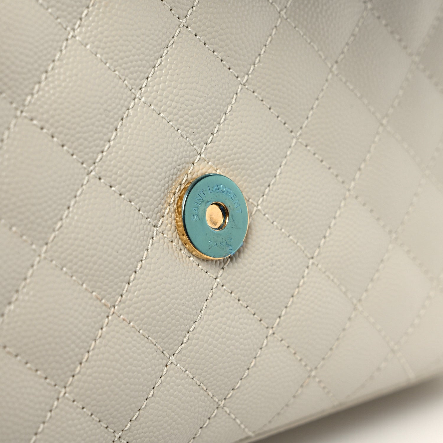 Saint Laurent Grain De Poudre Textured Mixed Matelasse Triquilt Medium Monogram Satchel Crema Soft 10 of 10