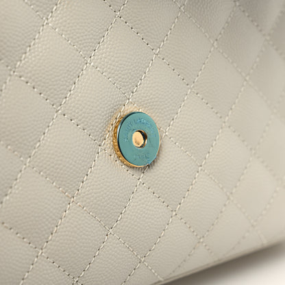 Saint Laurent Grain De Poudre Textured Mixed Matelasse Triquilt Medium Monogram Satchel Crema Soft 10 of 10