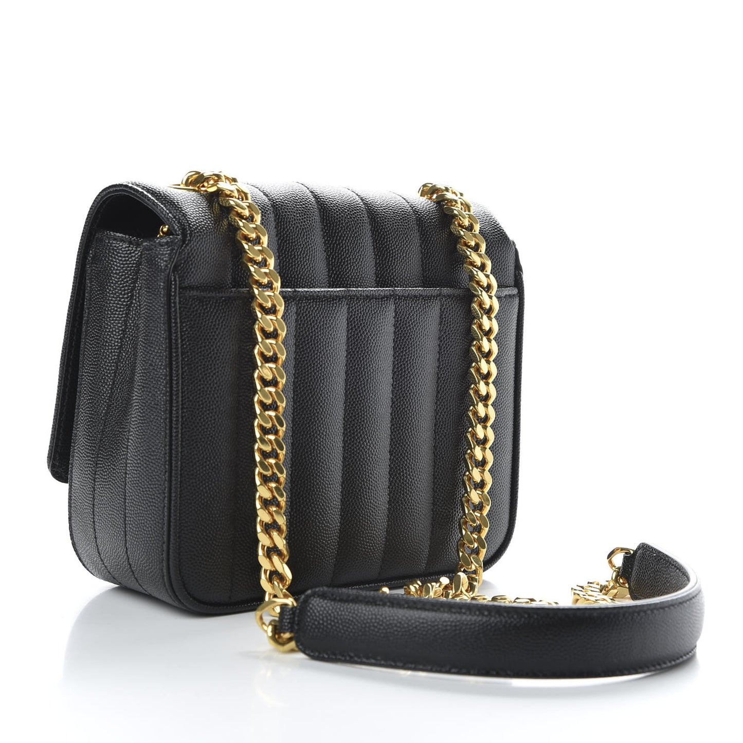 Grain De Poudre Matelasse Monogram Small Vicky Chain Bag Black
