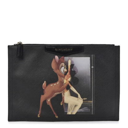 Givenchy Textured Coated Canvas Bambi Print Medium Cosmetic Pouch Black 1 of 13