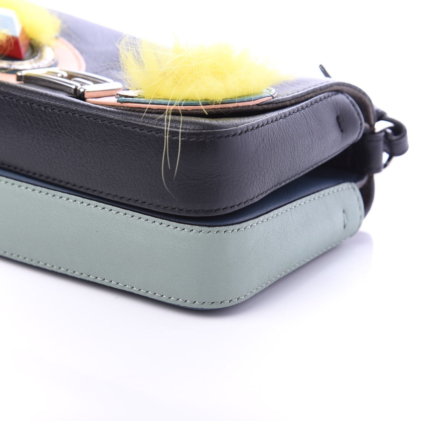 Vitello Dolce Elaphe Ayers Fox Hypnoteyes Studded Micro Double Baguette Black Giallo Multicolor
