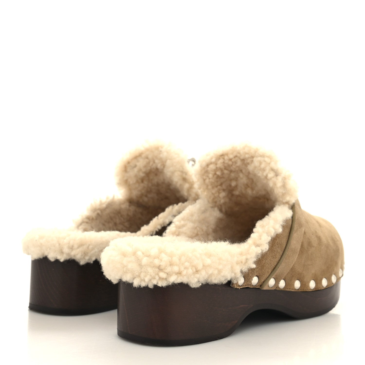 Hermes Suede Goatskin Woolskin Carlotta Mules 35 Beige Gobi 4 of 8