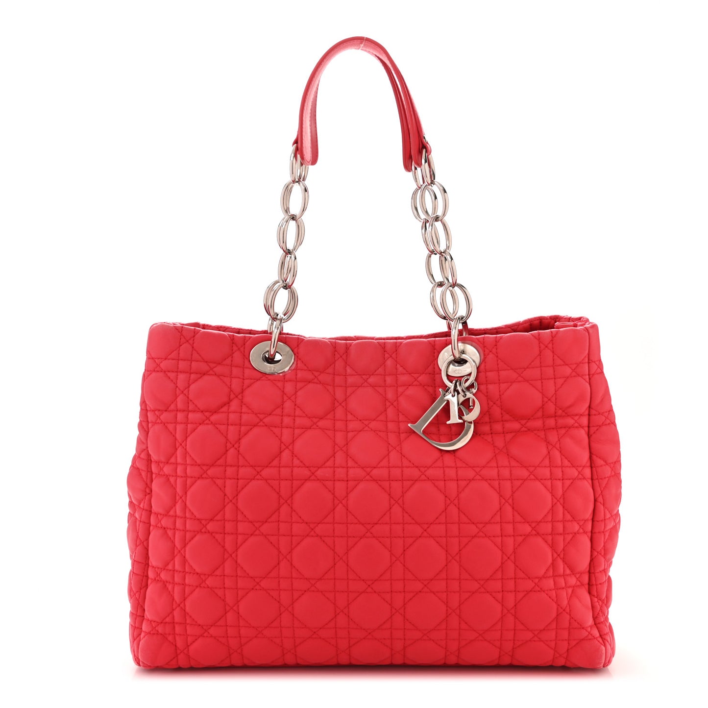 Lambskin Cannage Large Dior Soft Shopping Tote Red