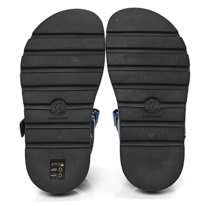 Louis Vuitton Calfskin Monogram Pool Pillow Flat Comfort Sandals 38 Blue 5 of 9