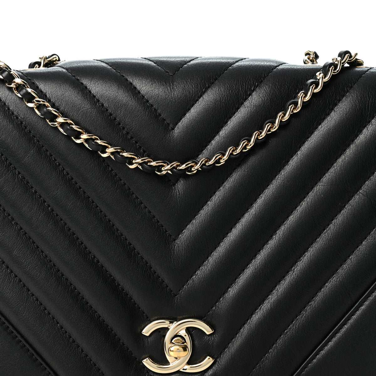 Chanel Calfskin Chevron Quilted Small Statement Flap Black 8 of 10
