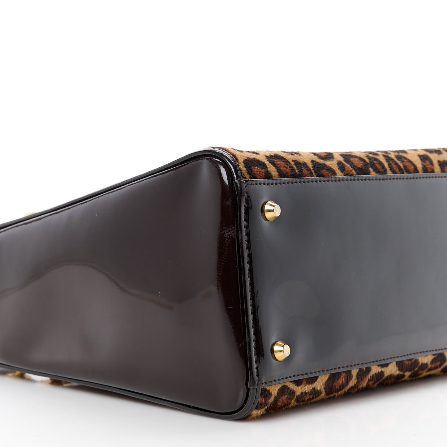 Patent Pony Hair Leopard Print Medium Lady Dior