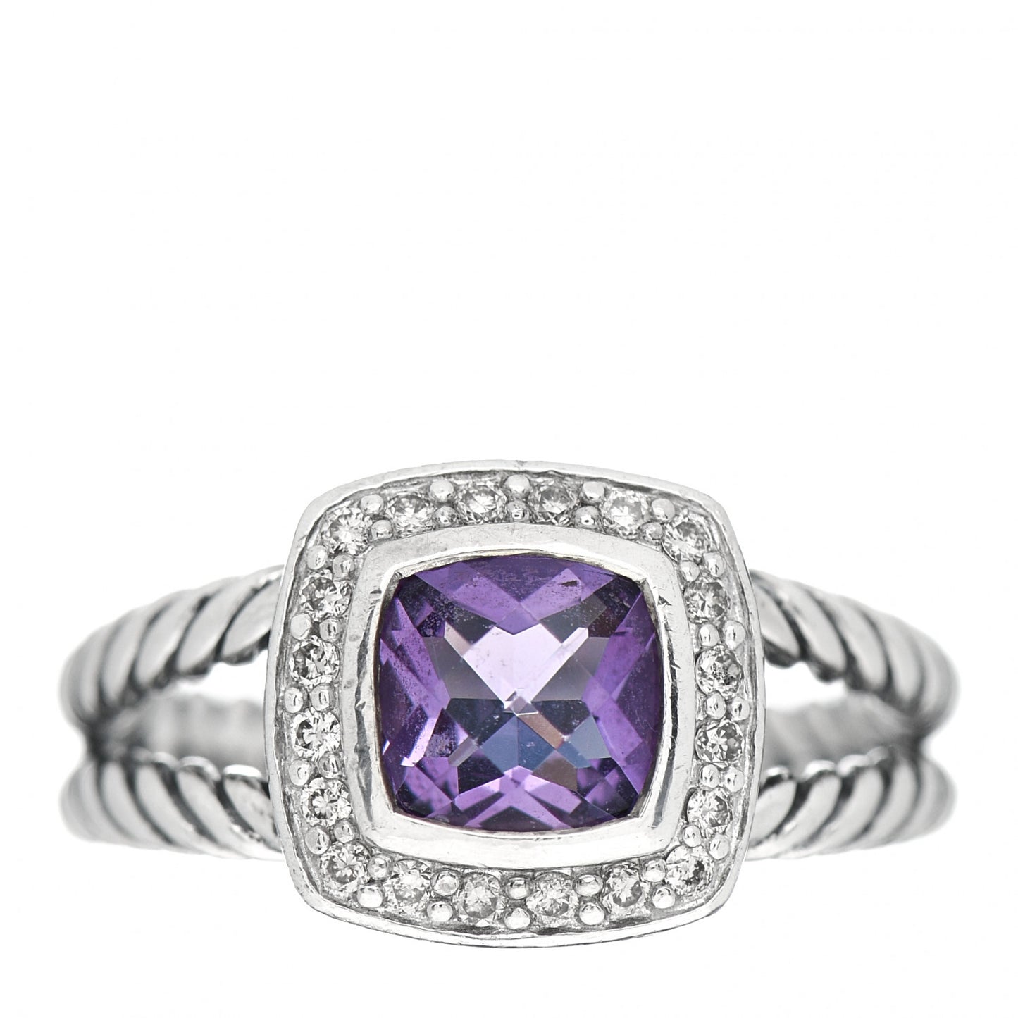 Sterling Silver Diamond Amethyst 7mm Petite Albion Ring 54 7