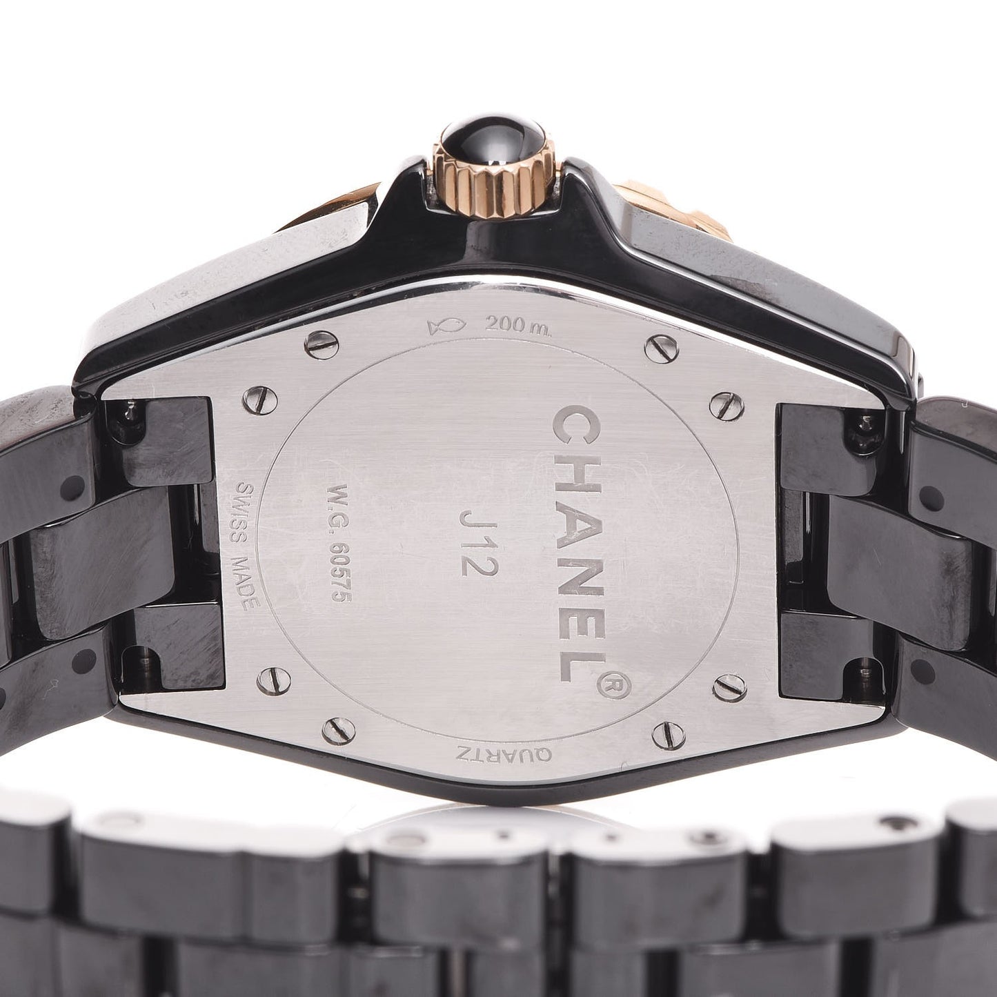 Stainless Steel 18K Yellow Gold Ceramic Diamond 38mm J12 Quartz Watch Black