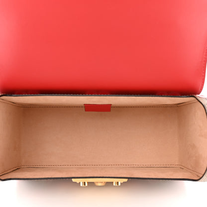 Gucci GG Supreme Monogram Apple Small Padlock Bamboo Shoulder Bag Beige Multicolor Lobster Red 5 of 10