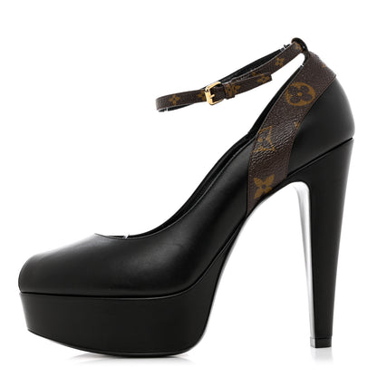 Louis Vuitton Calfskin Monogram Afterglow Platform Pumps 40 Black 1 of 9