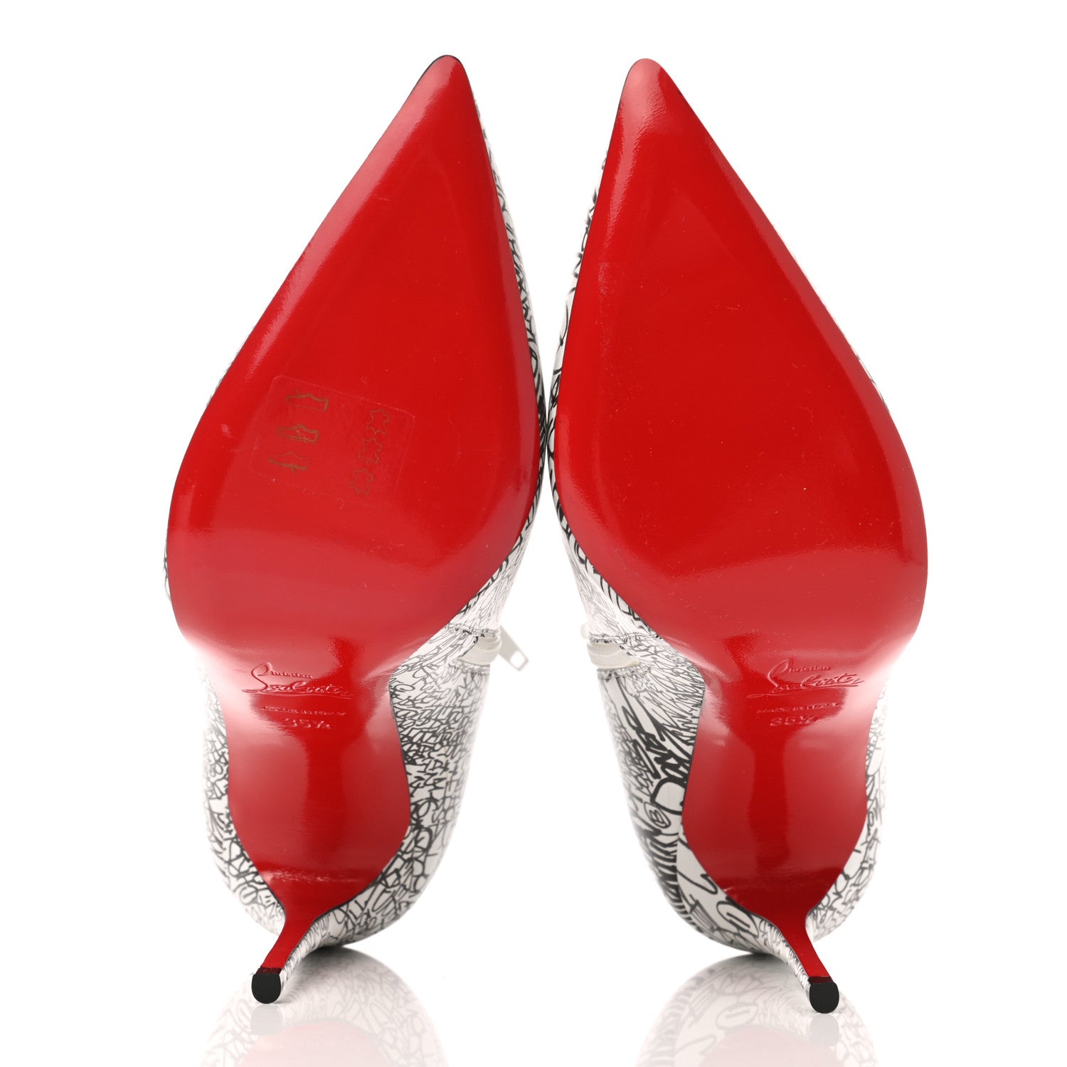 Christian Louboutin Calfskin Caligraf So Kate Booty 100 Ankle Boots 35.5 Black White 5 of 8