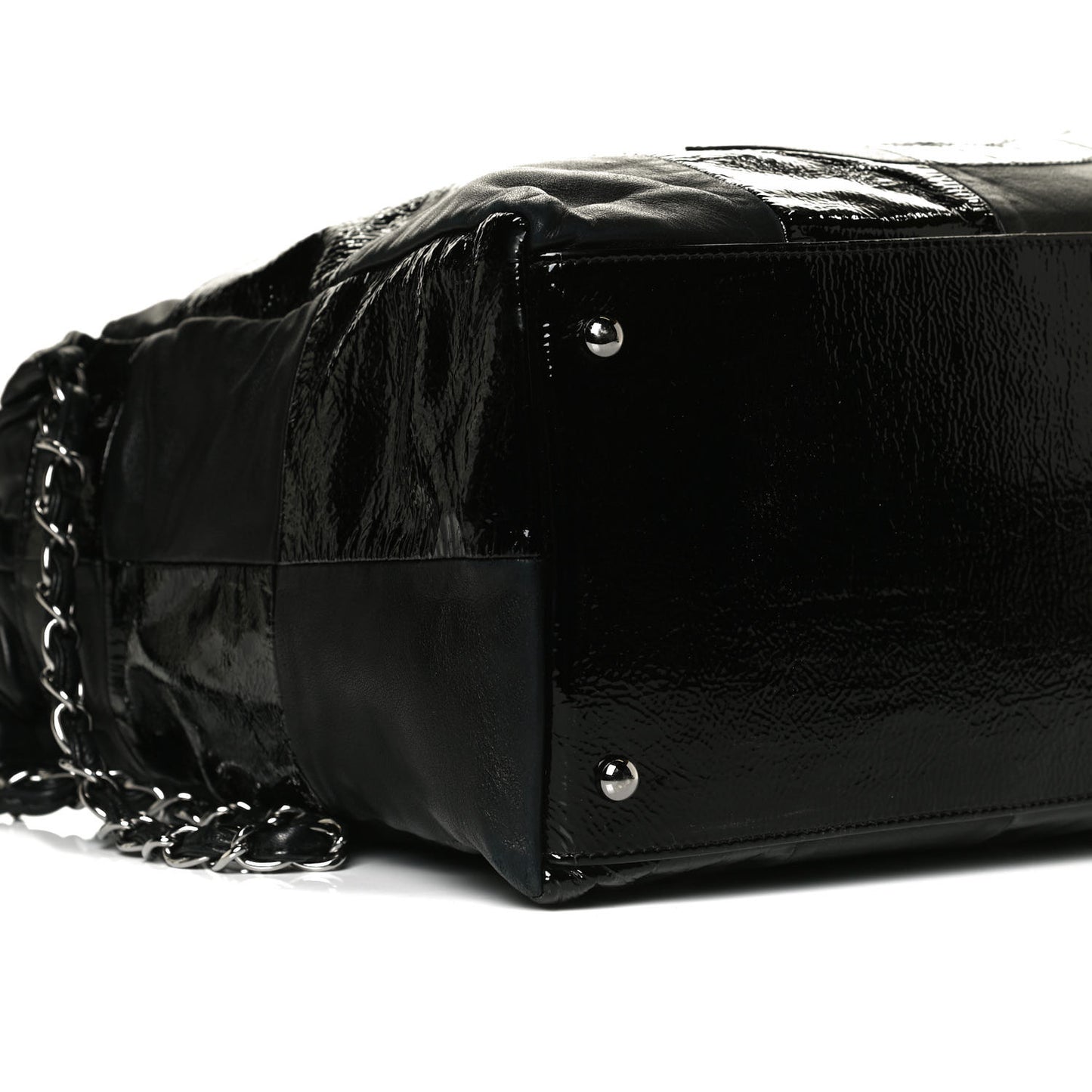 Lambskin Patent Calfskin Brooklyn Patchwork Hobo Black