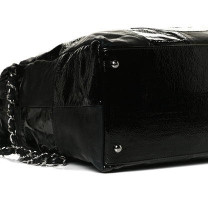 Chanel Lambskin Patent Calfskin Brooklyn Patchwork Hobo Black 8 of 15