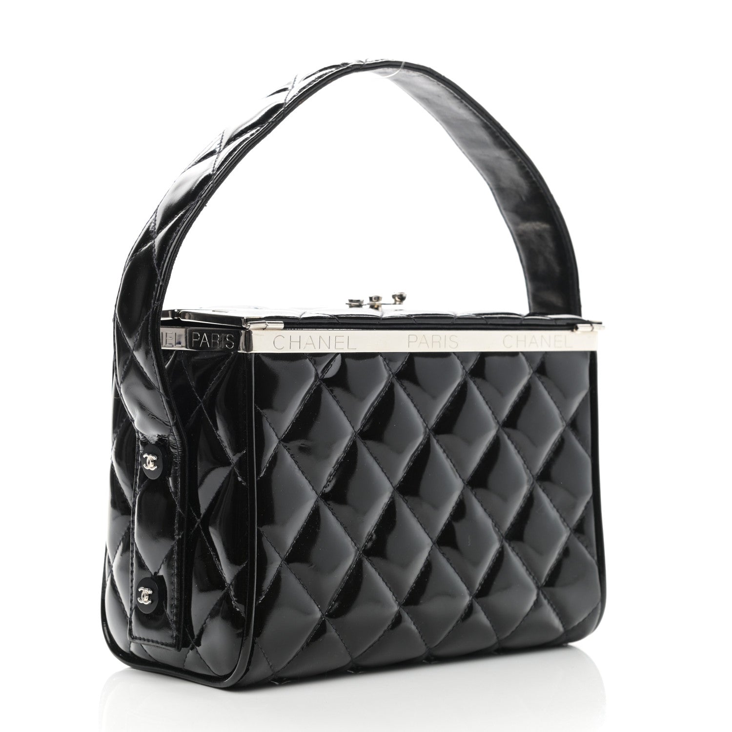 Chanel Patent Quilted Vanity Clutch Black 3 of 12