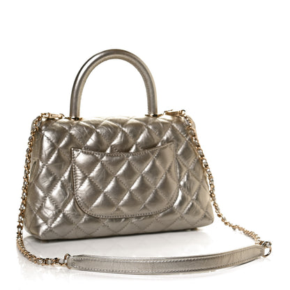 Chanel Metallic Aged Calfskin Quilted Mini Coco Handle Flap Gold 3 of 13