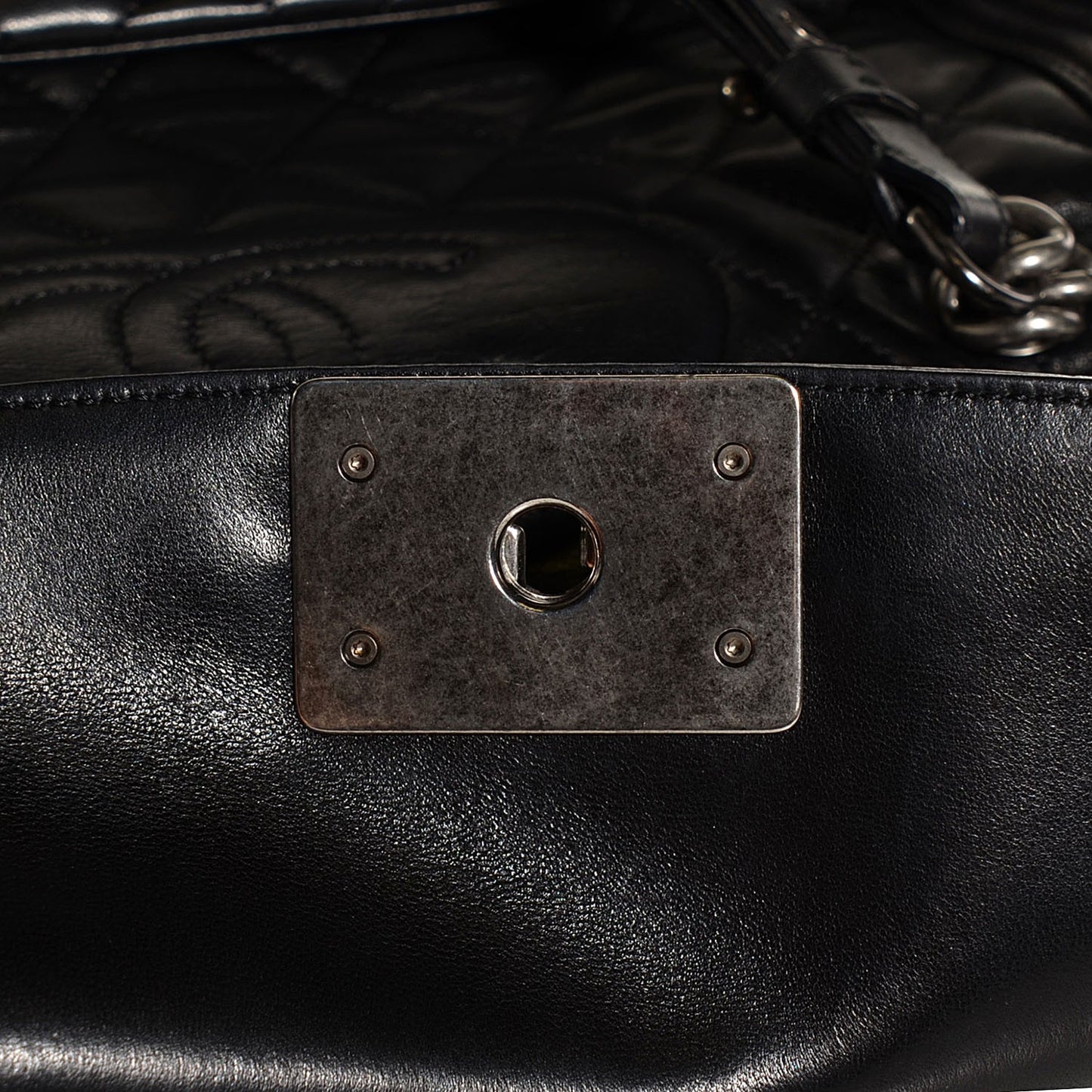 Lambskin Quilted Large Antik Boy Flap Black