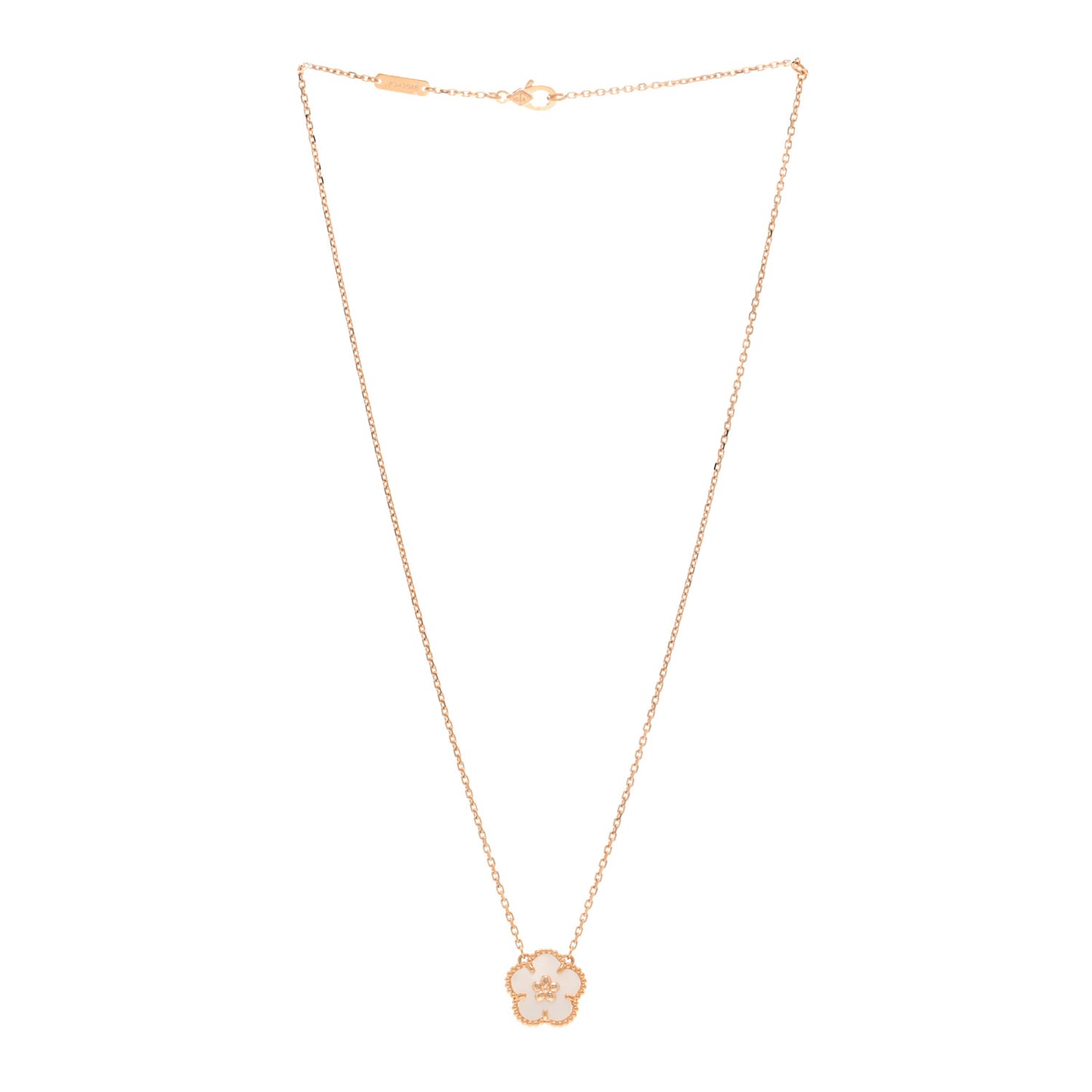 18K Rose Gold Mother Of Pearl Lucky Spring Plum Blossom Necklace