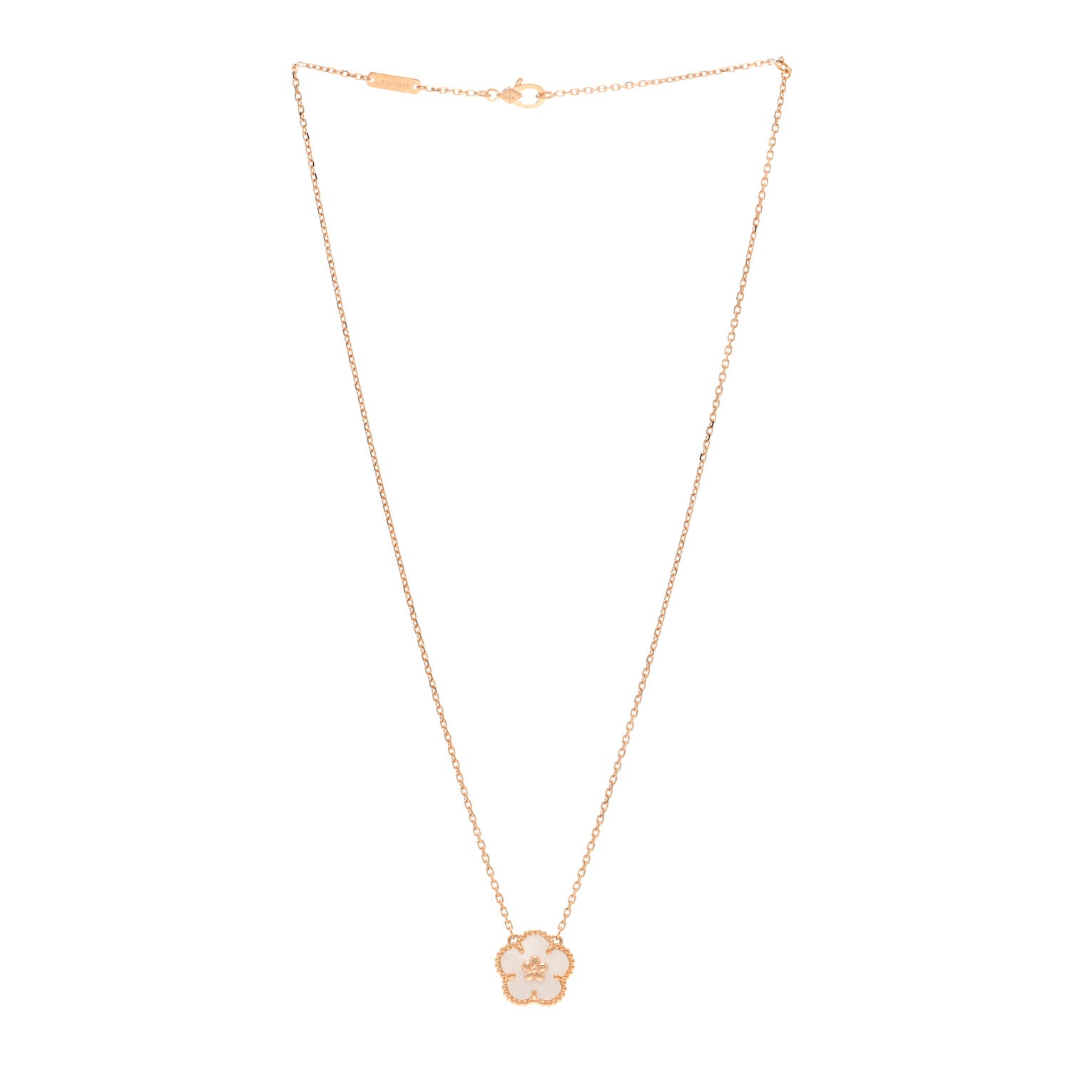 Van Cleef & Arpels 18K Rose Gold Mother Of Pearl Lucky Spring Plum Blossom Necklace 3 of 6