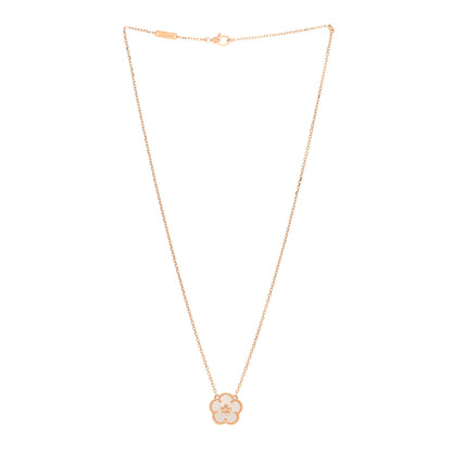 Van Cleef & Arpels 18K Rose Gold Mother Of Pearl Lucky Spring Plum Blossom Necklace 3 of 6