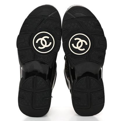 Chanel Suede Tweed Mens CC Sneakers 42 Black Gold 6 of 8
