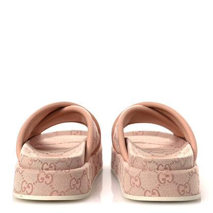 Gucci Monogram GG Calfskin Angelina Platform 55mm Slide Sandals 37 Light Pink 40 Light Pink 6 of 11