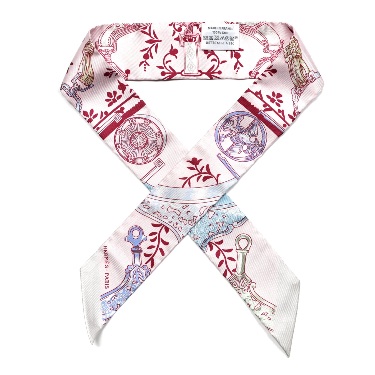 Hermes Silk Etriers Remix Twilly Rose Pale Bordeaux 1 of 4