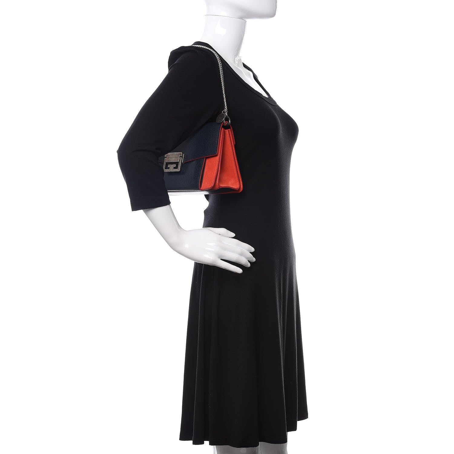 Givenchy Goatskin Suede Small GV3 Shoulder Bag Blue Red 2 of 8