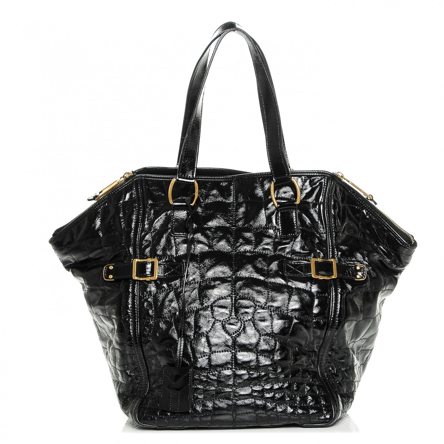 Saint Laurent Patent Crocodile Embossed Medium Downtown Tote Black 1 of 7
