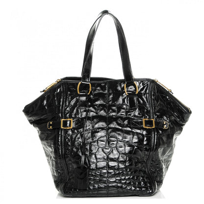 Saint Laurent Patent Crocodile Embossed Medium Downtown Tote Black 1 of 7