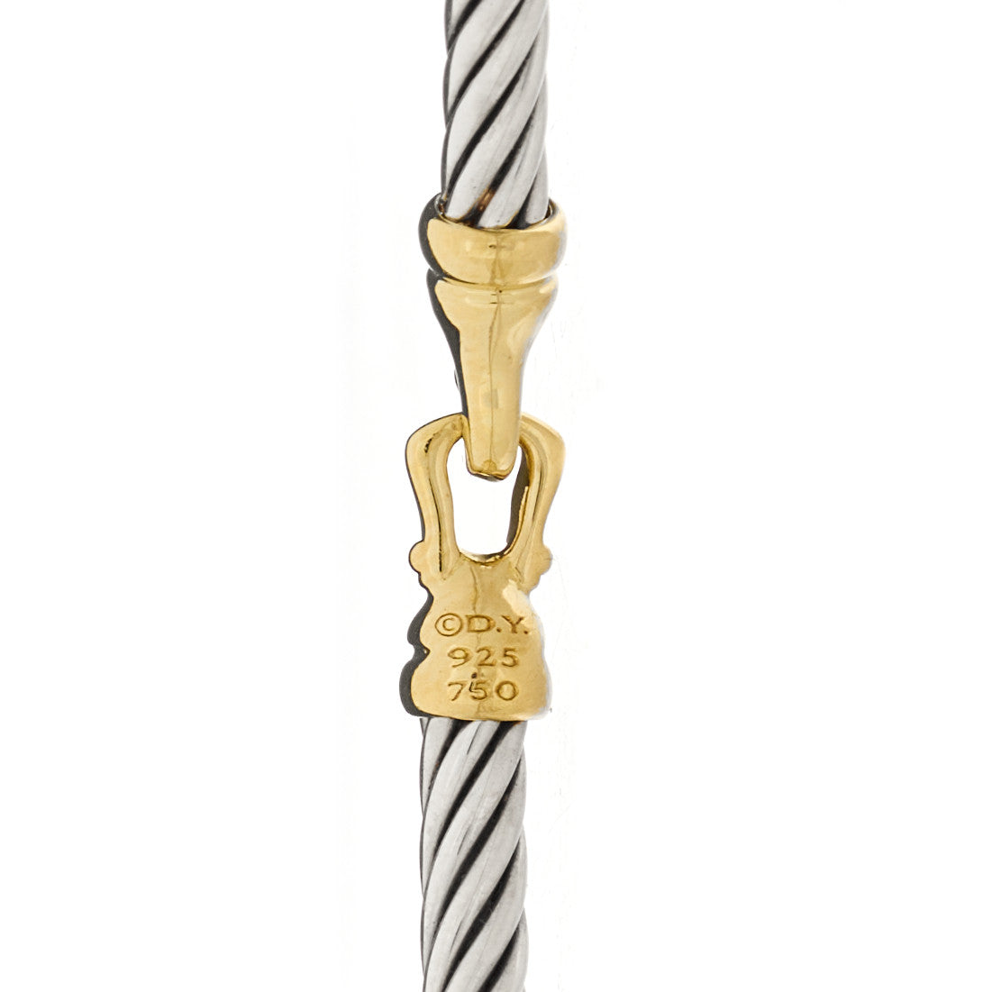 Sterling Silver 18k Yellow Gold 3mm Cable Buckle Bracelet