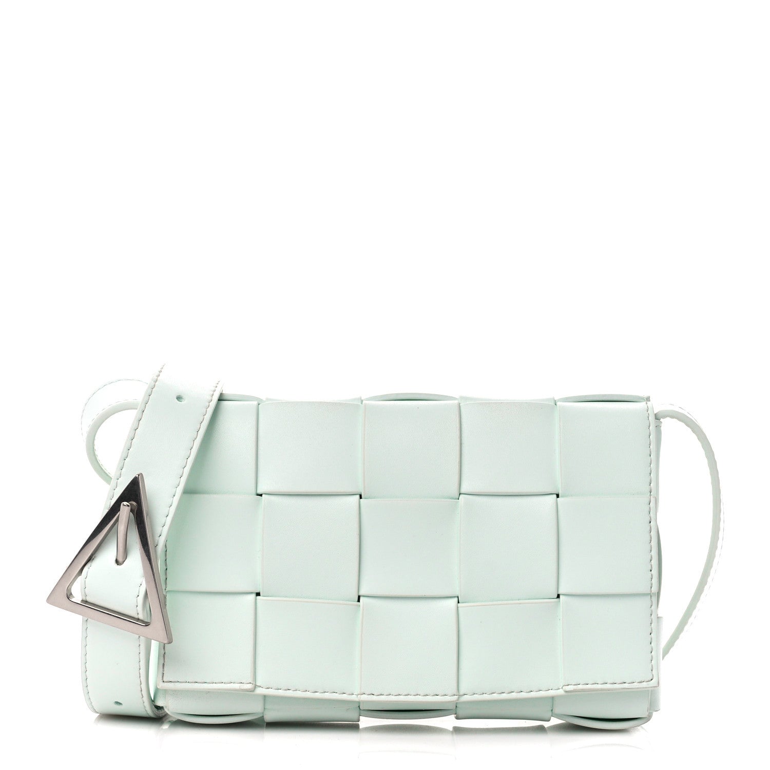 Bottega Veneta Lambskin Maxi Intrecciato Small Cassette Crossbody Bag Glacier 1 of 10