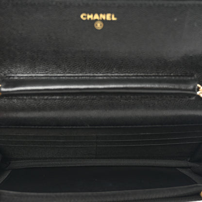 Chanel Caviar Quilted French New Wave Chain CC Wallet On Chain WOC Black 5 of 10