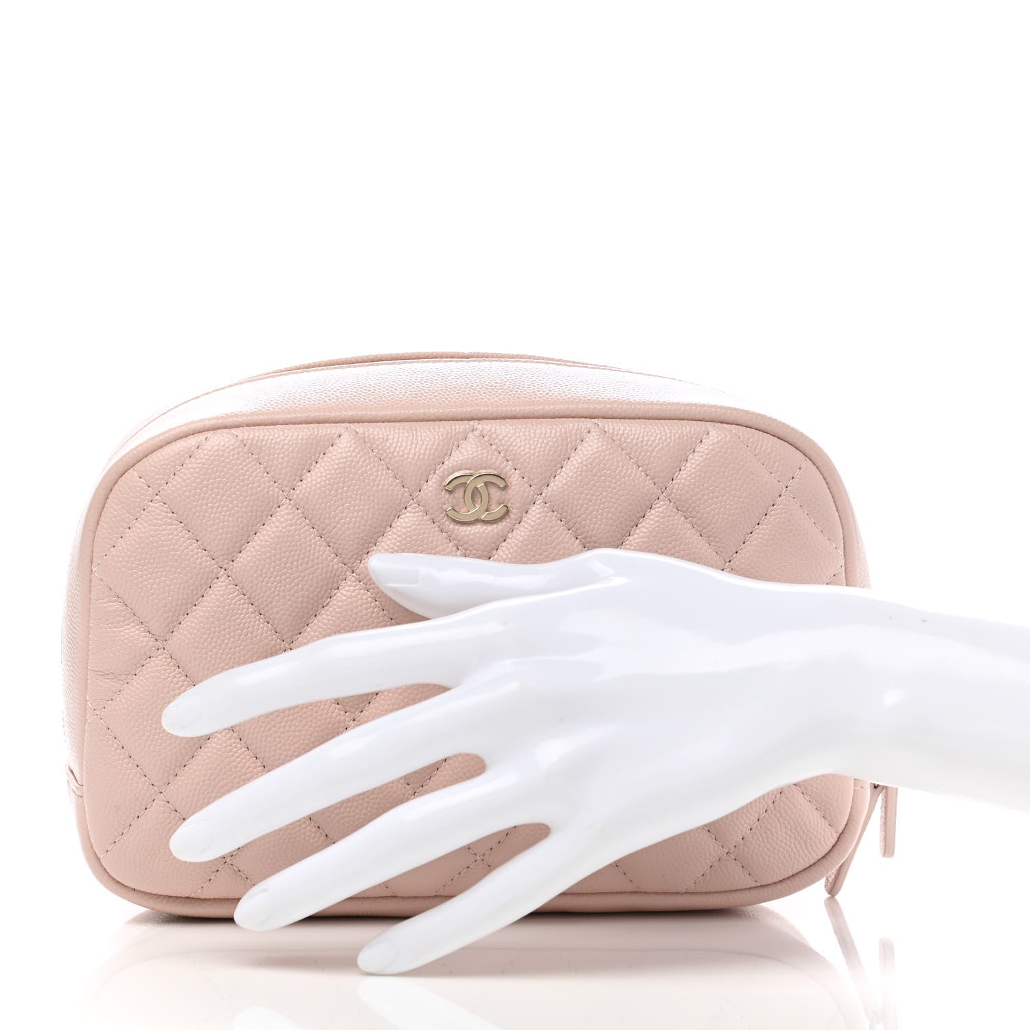 Chanel Caviar Quilted Medium Curvy Pouch Cosmetic Case Light Pink 2 of 7