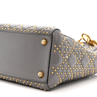 Christian Dior Calfskin Cannage Studded Medium Supple Lady Dior Grey 10 of 14