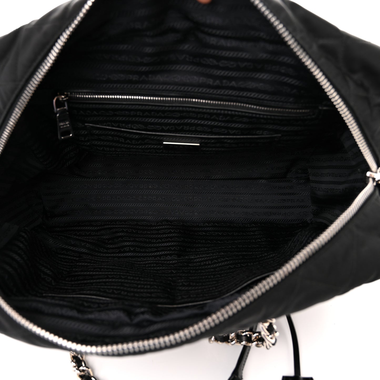 Nylon Tessuto Impuntu Quilted Shoulder Bag Black