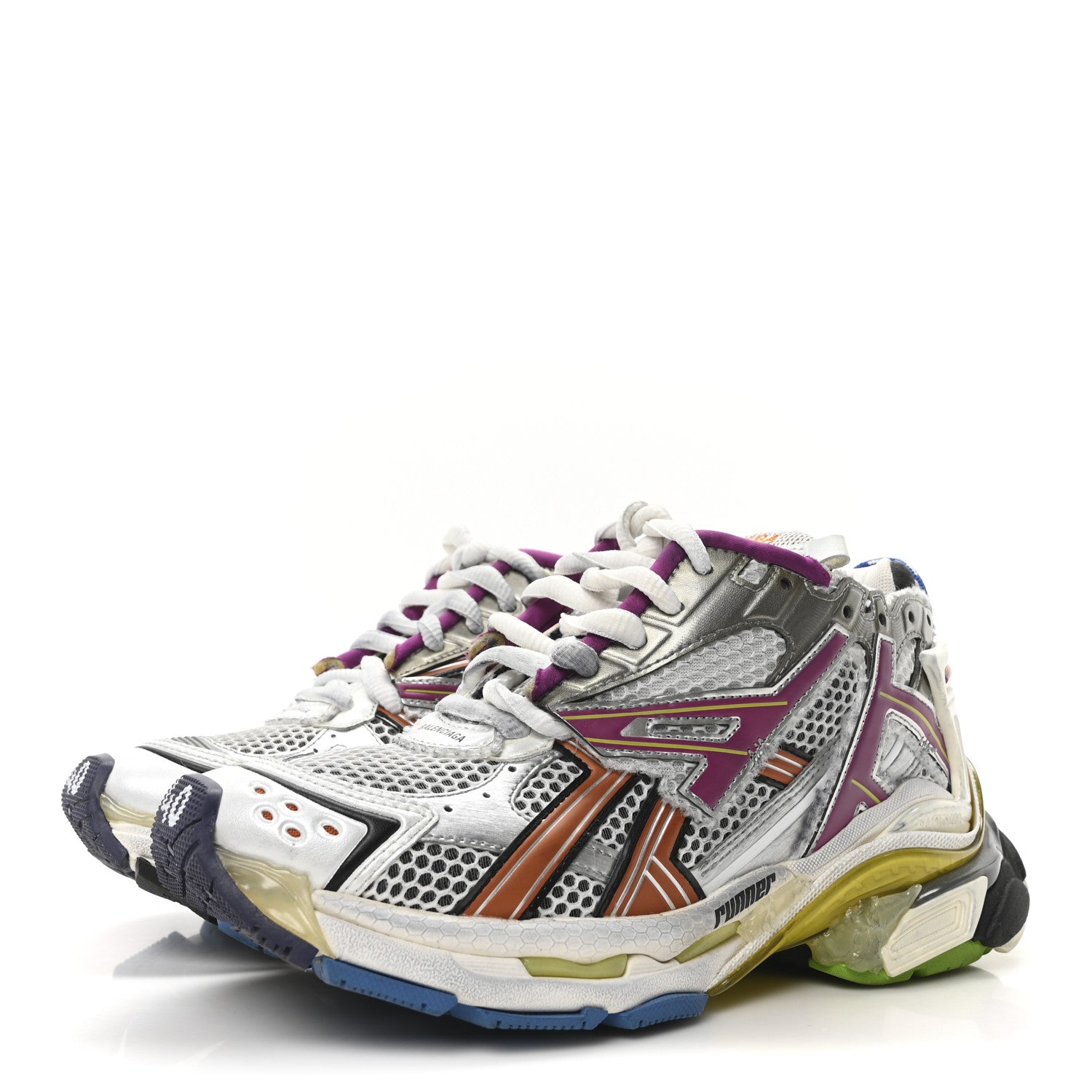 Balenciaga Mesh Rubber Distressed Runner Sneakers 40 Multicolor 4 of 9