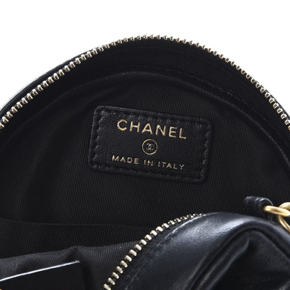 Chanel Lambskin Quilted Studded Round Clutch With Chain Black 5 of 9