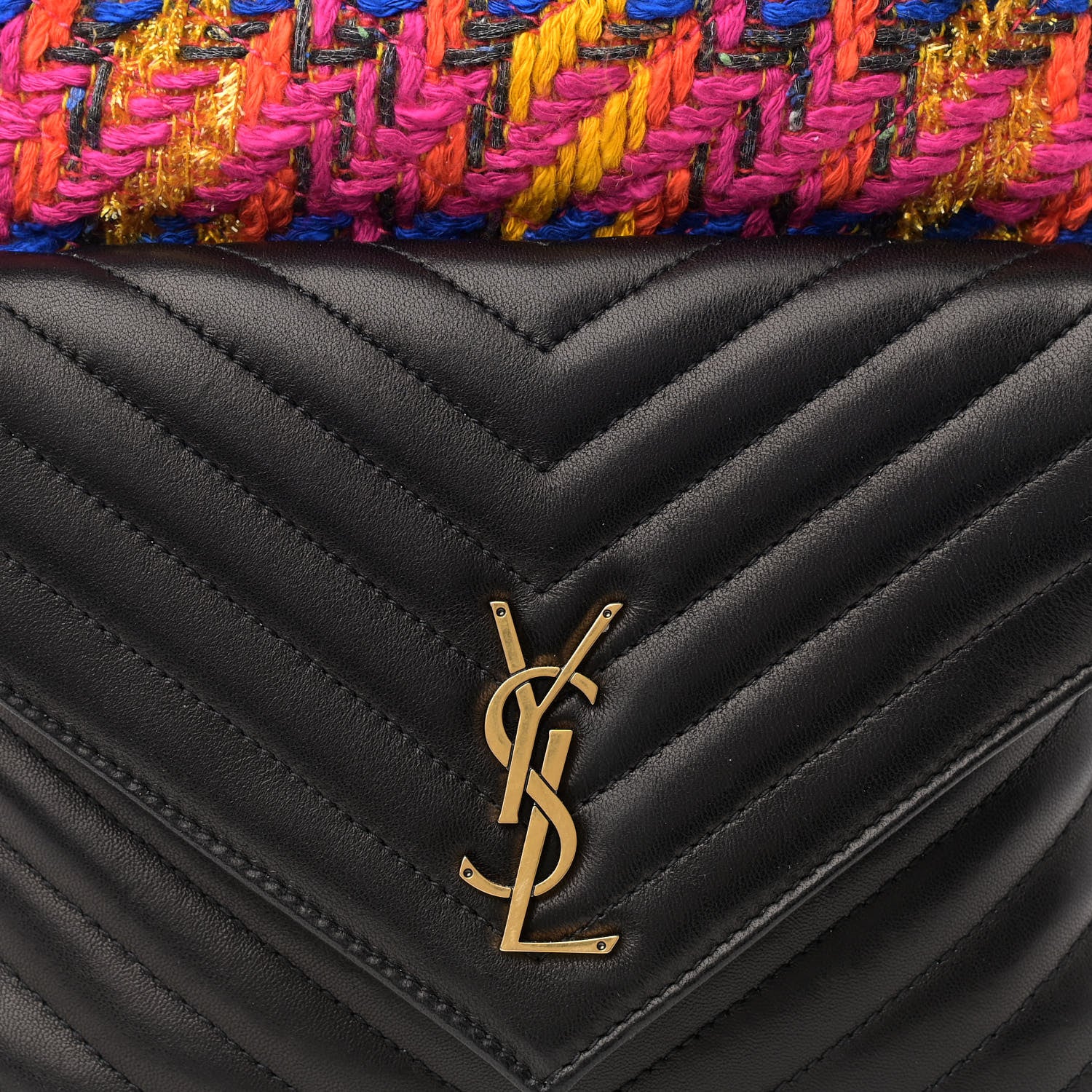 Saint Laurent Tweed Lambskin Matelasse Monogram Joe Backpack Black Rosso Multicolor 8 of 10