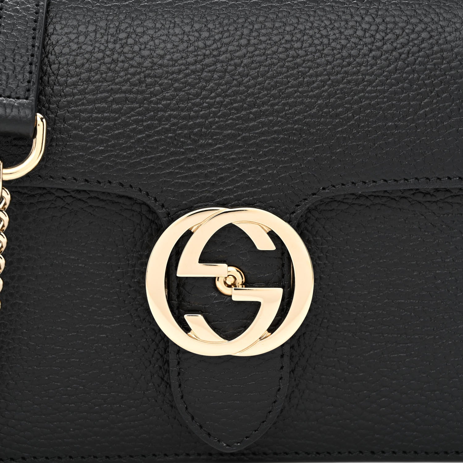 Gucci Dollar Calfskin Small Interlocking G Shoulder Bag Black 8 of 10