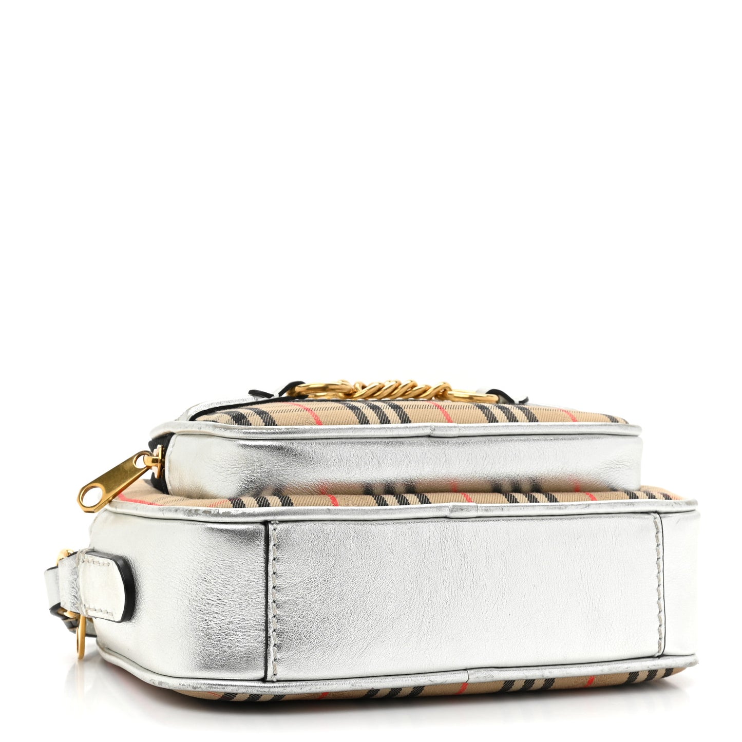 Smooth Calfskin 1983 Knight Check Link Camera Bag Silver