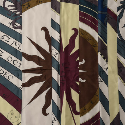 Hermes Plume Twill Silk Astrologie Nouvelle Scarf 140 Ardoise Aubergine Craie 2 of 6