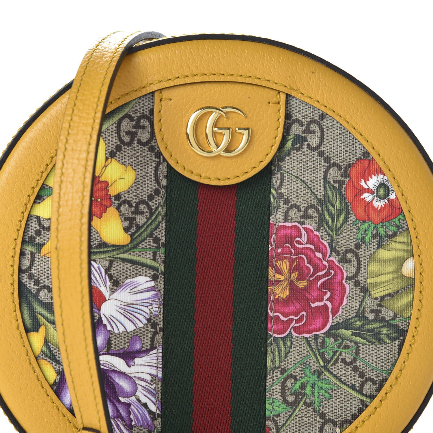 Gucci GG Supreme Monogram Flora Web Mini Ophidia Round Shoulder Bag Beige Multicolor Crop 10 of 10
