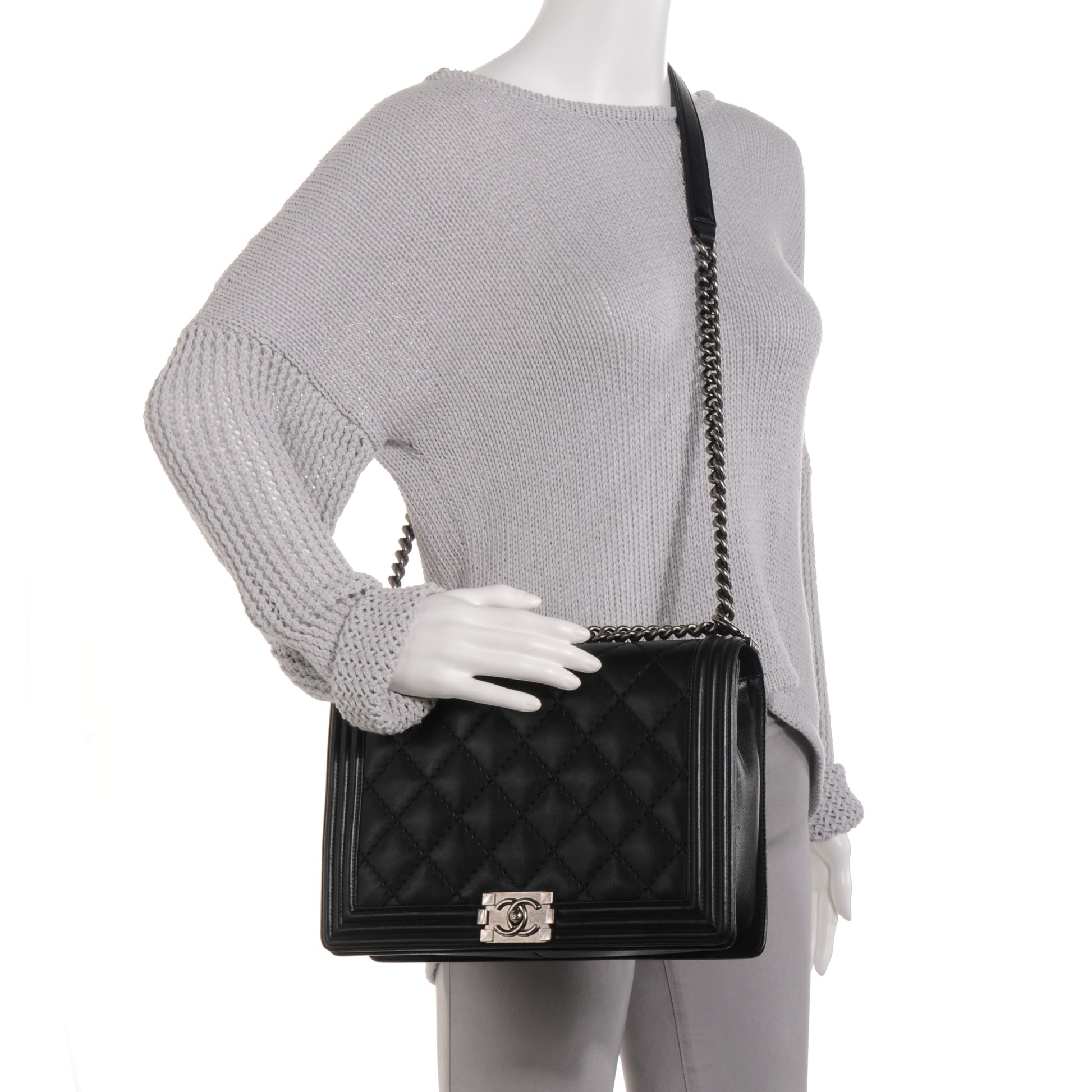 Chanel Calfskin Quilted Large Boy Flap Black 2 of 8