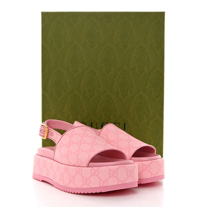 Gucci GG Supreme Monogram Granada Kid Angelina Platform 35mm Slingback Sandals 37.5 Cotton Candy Dark Cotton Candy Wild Rose 9 of 9
