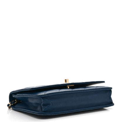 Chanel Lambskin Quilted Trendy CC Wallet On Chain WOC Blue 4 of 14